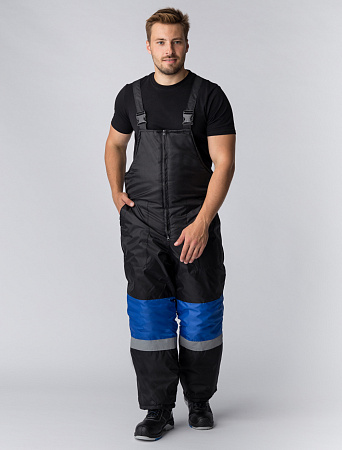 Зимний костюм мужской Факел-Мегрес-2, с полукомбинезоном, из ткани Оксфорд, васильковый с черным