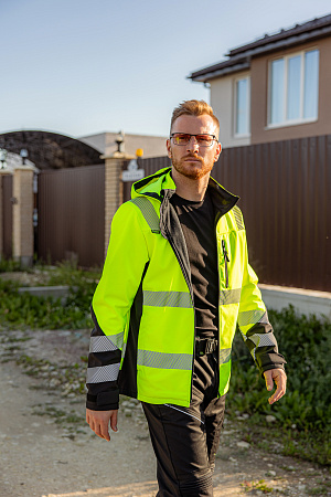 Летняя куртка-софтшелл сигнальная Brodeks KS 227, желтая с черным