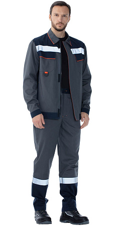 Летний костюм мужской Авангард-Джокер с брюками, серый с синим и оранжевым