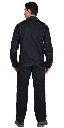 Летний костюм мужской Сириус-Фаворит с полукомбинезоном, из ткани Саржа, темно-серый с серым и красным