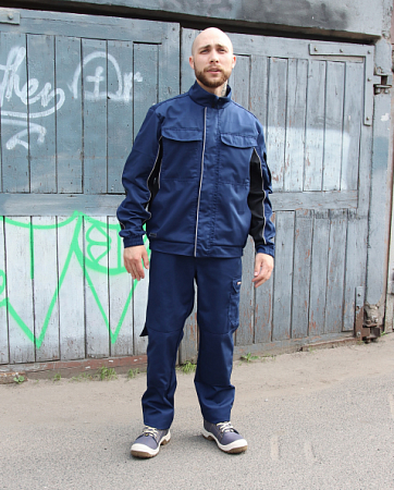 Летний костюм мужской Brodeks KS 201 + KS 301, синий с черным Летний костюм мужской Brodeks KS 201 + KS 301, синий с черным