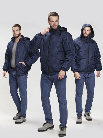 Демисезонная куртка мужская Факел-Бомбер- Люкс, с капюшлном, темно-синяя Демисезонная куртка мужская Факел-Бомбер- Люкс, с капюшлном, темно-синяя
