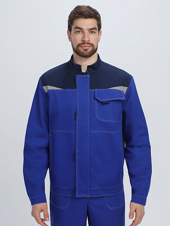 Летний костюм мужской Факел-Строй-1 с брюками, васильковый с темно-синим