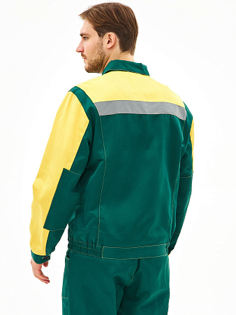 Летний костюм мужской Факел-Сфера-2 с полукомбинезоном, зеленый с желтым Летний костюм мужской Факел-Сфера-2 с полукомбинезоном, зеленый с желтым