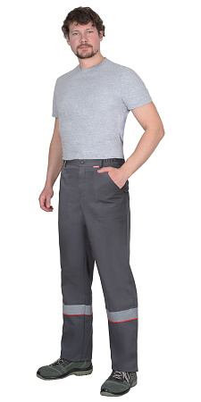 Летний костюм мужской Сириус-Мастер с брюками, темно-серый с красной отделкой Летний костюм мужской Сириус-Мастер с брюками, темно-серый с красной отделкой