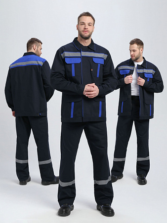 Летний костюм мужской Факел- Итрорис-1 СОП, с брюками, цвет: темно-синий с васильковым Летний костюм мужской Факел- Итрорис-1 СОП, с брюками, цвет: темно-синий с васильковым