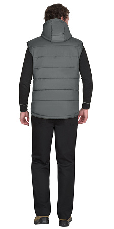 Зимний жилет универсальный Сириус-Зодиак, из полиэстера, с капюшоном, серый