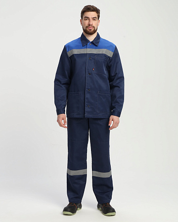 Летний костюм мужской Факел-Стандарт СОП усиленный, с брюками, синий с васильковым Летний костюм мужской Факел-Стандарт СОП усиленный, с брюками, синий с васильковым