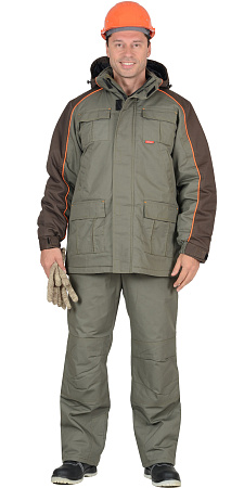 Зимний костюм мужской Сириус-Кобальт с брюками, оливковый с т-коричневым Зимний костюм мужской Сириус-Кобальт с брюками, оливковый с т-коричневым