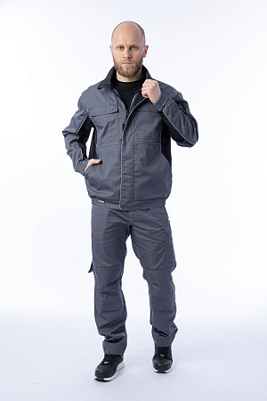 Летний костюм мужской Brodeks KS 201 + KS 301, серый с черным Летний костюм мужской Brodeks KS 201 + KS 301, серый с черным
