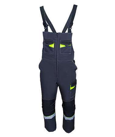 Зимний костюм мужской Эталон-Орегон-Мембрана с полукомбинезоном, темно-серый с черным  и лимонным