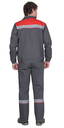 Летний костюм мужской Сириус-Мастер с брюками, темно-серый с красной отделкой Летний костюм мужской Сириус-Мастер с брюками, темно-серый с красной отделкой