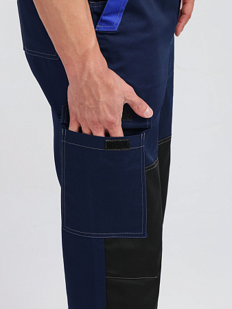 Летний костюм мужской ProfLineBase-2 с полукомбинезоном, темно-синий с черным и васильковым Летний костюм мужской ProfLineBase-2 с полукомбинезоном, темно-синий с черным и васильковым