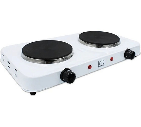 ЭЛЕКТРОПЛИТКА IRIT IR-8008, 220В, 2кW, 2-х комфорочная белая