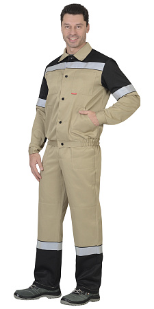 Летний костюм мужской Сириус-Легионер с полукомбинезоном, песочный с черным Летний костюм мужской Сириус-Легионер с полукомбинезоном, песочный с черным
