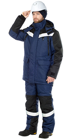 Зимний костюм мужской Авангард-Брансфилд с полукомбинезоном, синий с черным