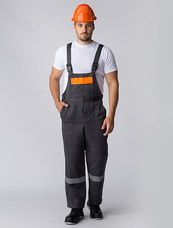 Летний костюм мужской Факел-Легион-2 с полукомбинезоном, темно-серый с оранжевым Летний костюм мужской Факел-Легион-2 с полукомбинезоном, темно-серый с оранжевым