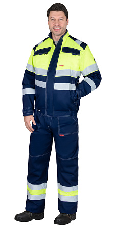 Летний костюм мужской Сириус-Навигатор-2 с брюками, синий с лимонным