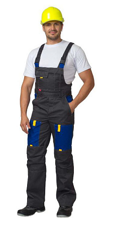 Летний костюм мужской Сириус-Фаворит с полукомбинезоном, из ткани Гретта, тёмно-серый с васильковым Летний костюм мужской Сириус-Фаворит с полукомбинезоном, из ткани Гретта, тёмно-серый с васильковым