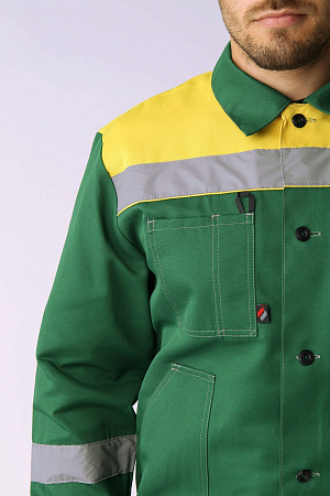 Летний костюм мужской Факел-Легион-1 с брюками, зеленый с желтым Летний костюм мужской Факел-Легион-1 с брюками, зеленый с желтым