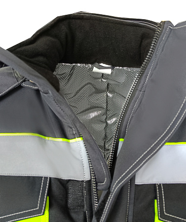 Зимний костюм мужской Эталон-Орегон-Мембрана с полукомбинезоном, темно-серый с черным  и лимонным