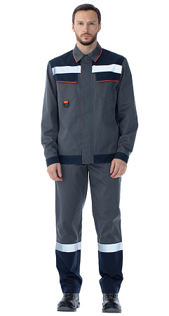 Летний костюм мужской Авангард-Джокер с брюками, серый с синим и оранжевым