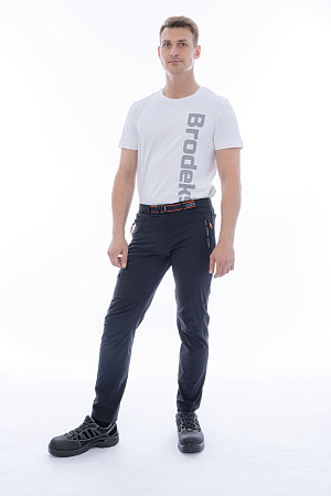 Летние брюки мужские Brodeks URBAN KS 316 Slim-fit stretch, черные