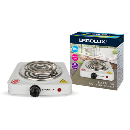 ЭЛЕКТРОПЛИТКА  ERGOLUX, 220В, 1кW, однокомфорочная, спиральная 