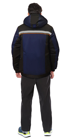 Зимняя куртка мужская Сириус-Практик, короткая, темно-синяя с черным и оранжевым кантом Зимняя куртка мужская Сириус-Практик, короткая, темно-синяя с черным и оранжевым кантом