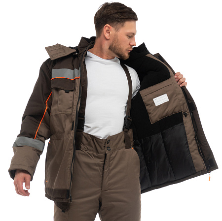 Зимний костюм мужской Эталон-Берген с брюками, бежевый с т. коричневым