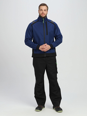 Демисезонная куртка мужская Факел-Лидер-ProfLine, синяя с черным, из ткани Софтшел Демисезонная куртка мужская Факел-Лидер-ProfLine, синяя с черным, из ткани Софтшел