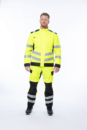 Летний костюм мужской Brodeks KS225 + KS313, сигнальный - 3 кл., желтый с черным Летний костюм мужской Brodeks KS225 + KS313, сигнальный - 3 кл., желтый с черным