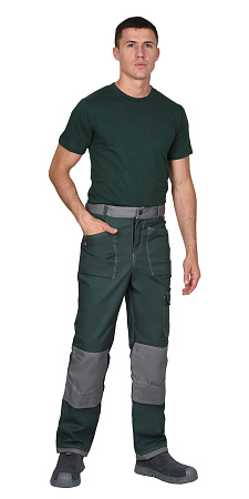 Летние мужские брюки Сириус-Вест-Ворк, зеленые со средне-серым